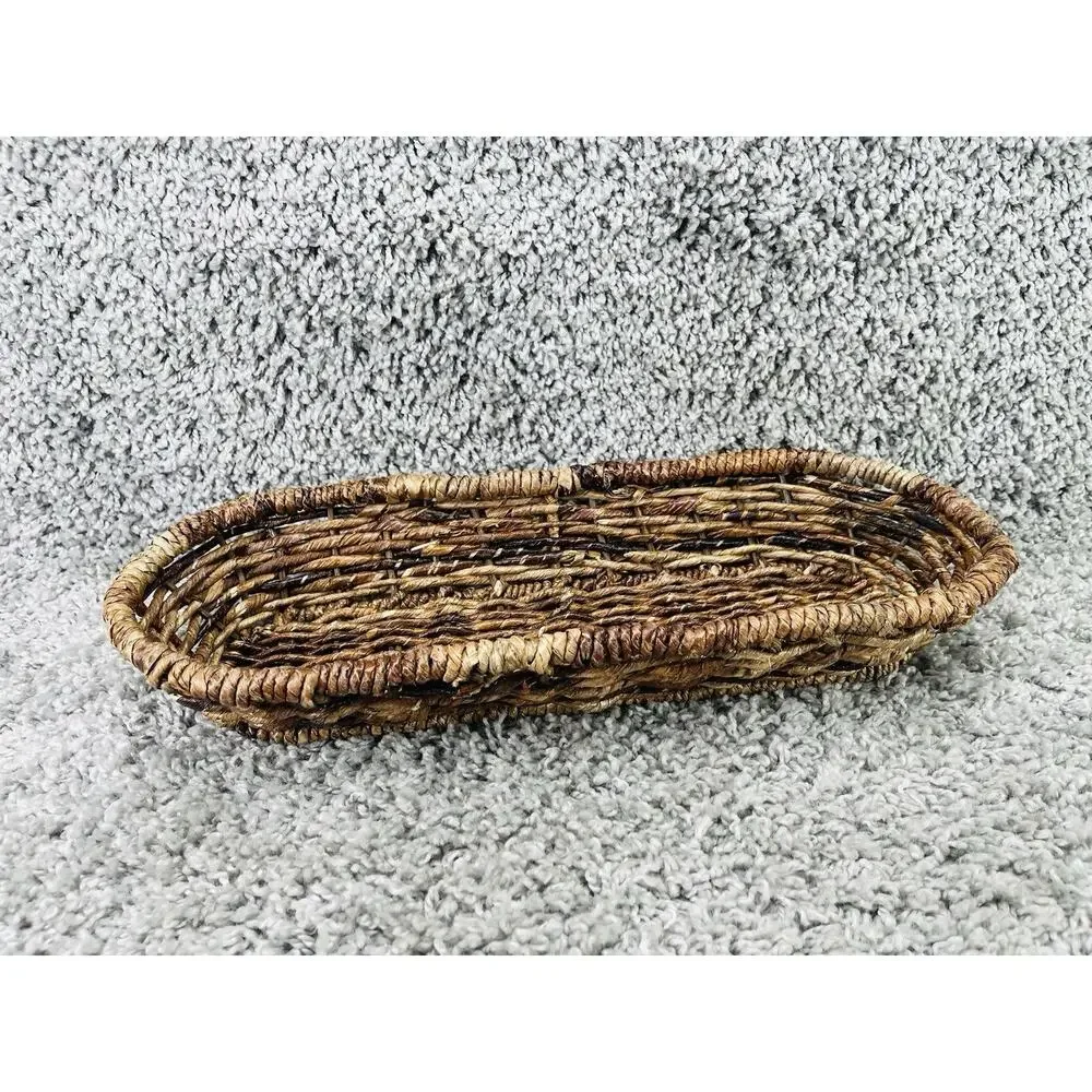 Wicker Bread Basket Oval Brown 14inX4.5inX2in Home Any Room Decoration